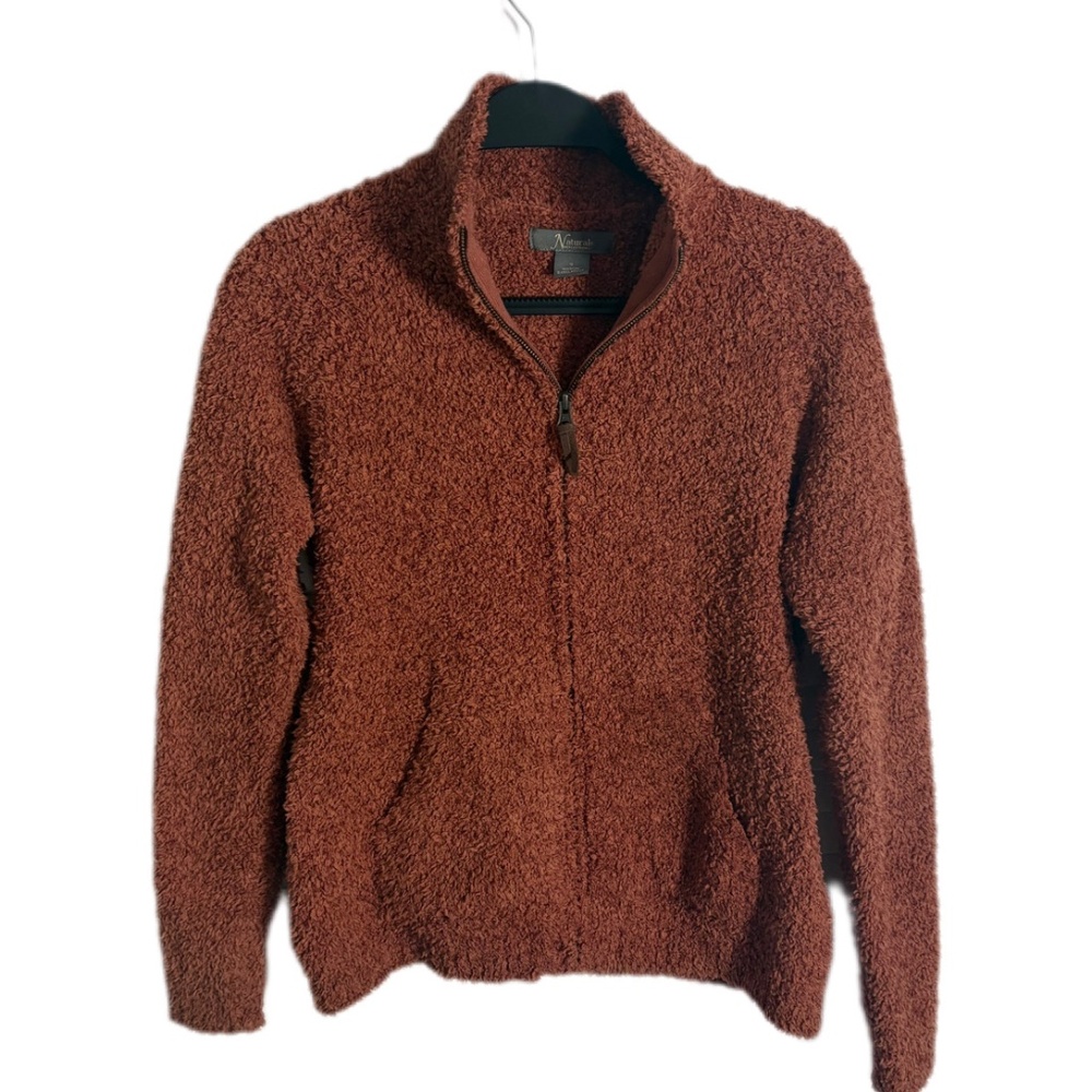 Natural Reflections Women’s SZ S Full Zip Sweater/Jacket Sherpa Burt Orange/Rust